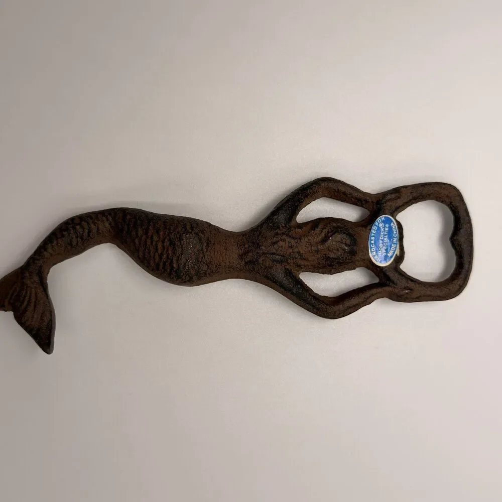 Cast Iron Mermaid Bottle Opener Rustic Nautical Coastal Bar Cart Decor 7